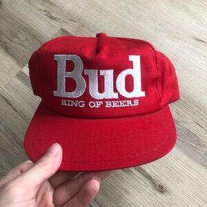 Budweiser BUD KING OF BEERS Embroidered Red Hat with White Label